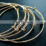 65mm Diameter 14K Light Gold Plated Brass Faceted Simple Adjustable Wiring Bracelet for Beading 1900076 thumbnail-3