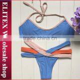 2017 Newest Halter Green Leaves Print Sexy Micro Bikini CK371 thumbnail-6