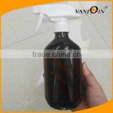 Empty 16oz Amber PET Plastic Trigger Bottle With White Trigger Wholesale thumbnail-4