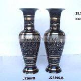 Cast Brass Traditional Indian Vases With Black Paint thumbnail-1