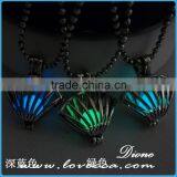 Vintage Antique Bronze Shell Copper Luminous Crystal Necklace thumbnail-2