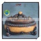 4 Inches Yellow Resin Decorative Jewel Box thumbnail-1