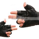 Bike tactical leather gloves for men playing pool training fitness black half finger gloves