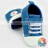 Navy Blue Jean Baby Boy Crib Shoes/Toddler Infant Crib Shoes/Soft Sole Baby Cribs thumbnail-2