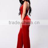 Women Sleeveless Jumpsuit Deep V Neckline Open Lower Back Cutout Wide Leg One Piece Sexy Adult Ladies Jumpsuit thumbnail-3