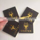 2017 Custom High Quality Black Cardboard Paper Hang Tags With Gold Stamping Logo thumbnail-6