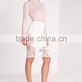 New Style White Lace Floral Midi Skirt Wholesale OEM Service thumbnail-2