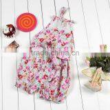 New Arrival Baby Cute Design Girls Satin Floral Lace Backless Sling Cotton Jumpsuit Romper For Kids thumbnail-3