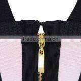 New Fashion 2015 Sequined Two Piece Pink And Black Flouncing High Quality Bodycon HL Bandage Dress thumbnail-5