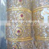 Broad Hand Carved 2 Tone Gold Plated BRACELET BANGLE KADA , Dancing Stone thumbnail-2