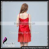 CXDDQ02 Sexy Red Skirt Women's Pure Silk V-neck Pajamas thumbnail-5