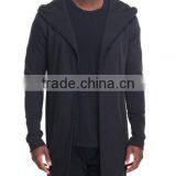 Open Front Long Sleeve Men's Elongated Hoody Coat Attached Hood Made in China Factory thumbnail-5