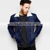 High Quality Men Clothing Jacket Denim With Fleece Collar Bulk Whloesale thumbnail-1