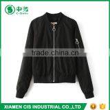 New Arrival Fashion Pure Color 100% Polyester Slim Fit Ladies Pink Bomber Jacket thumbnail-3