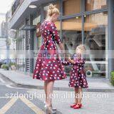 Match Mom And Daughter Custom Made Adult And Child Long Sleeve Printed Fall Dress thumbnail-4