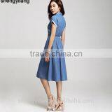 Elegant Short Sleeve Denim Jeans Dress/women Casual Dress thumbnail-3