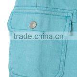 New Fashion Multi Pocket Plain Blue Solid Color Cheap Kids Elastic Bottom Jeans With Side Zipper thumbnail-5