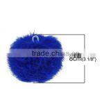 Angora Pom Pom Balls DIY Craft Decoration Deep Blue With Ring 80mm Dia. thumbnail-2