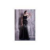 Gorgeous V Neckline Mermaid Black Womens Party Dresses Long Prom Gowns With Ruffles thumbnail-1