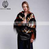 Wild Style Multicolored Goat Fur Coat Checked Merino Sheep Fur Jacket With Goat Fur Tassel Winter Women's Fashion Overcoat thumbnail-5