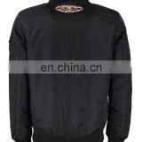 Custom Nylon Plain Black Flight Bomber Jacket Mens With Patches thumbnail-3
