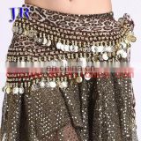 Chiffon leopard sequins and coin belly dance hip belt for women Y-2022#