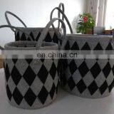 Cross Pattern Foldable Felt Knitted Storage Basket Clothing Book Kid's Toy Laundry Nursery Storage Bin With Handles thumbnail-1