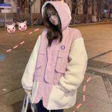 Lamb Coat Female Pink Joker Plus Size Women's Loose Thickening thumbnail-1