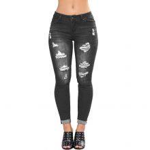 Women's New Style European and American Ripped Slim-fit Buttocks-lifting Jeans thumbnail-3