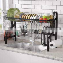 Black Kitchen Dish Under Sink Drying Rack Over the Sink Dish Draining Rack Kitchen Racks Stainless Steel Shelf Storage
