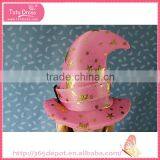 Pink Witch Costume With a High Cap Gauze Dress Halloween Costume With Gold Stars Pattern thumbnail-3