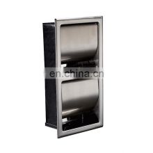 Recessed Bathroom 304 Stainless steel Double Toilet paper towel roll holder for brushed nickel homestar