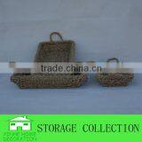 S/3 Rectangular Natural Seagrass Woven Shallow Tray thumbnail-2