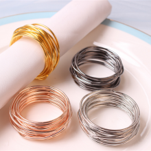 Rose Gold Silver Black Colored Metal Dinner Wire Napkin Rings Holders for Hotel Restaurant thumbnail-1