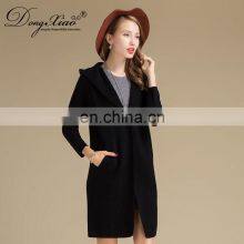 High Quality 100% Cashmere Knitted Coat Long Hooded Cardigan With Casual Style Solid Pattern for Winter Season thumbnail-4