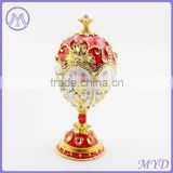 Fashion metal color enameled Faberge style russian egg jewelry trinket box high design