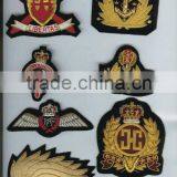 Embroidery Patche Cap Rank Shoulder Hand Machine Bullion Thread Emblem Insignia Blazer Badges