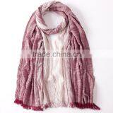 New Arrvial Korean Fashion Wrinkle Woven Striped Woman Linen Scarf Quality Choice thumbnail-4