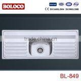 One Bowl Double Drain Board Kitchen Sinks BL-849 thumbnail-1