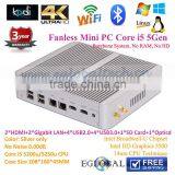 Barebone Mini PC X86 HTPC Core i5 5200u 5250u Broadwell Intel Nuc Fanless Mini Computer Windows 10 Optical Fiber 2Nics Nettop