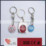 custom promotional metal trolley coin keyring in China