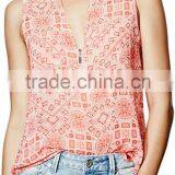 2016 Chinese Beautiful Ladies Fashion Design Sleeveless Blouses thumbnail-2