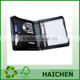 Black Leather Zippered 3 Ring Binder / Folder / Portfolio thumbnail-3