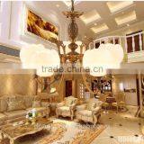 Marble Classical Full Copper Luxury Decorative Light Hotel Chandelier For High Ceiling 5 Heads 608-5H thumbnail-4