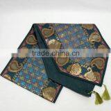 Indian Silk Table Runner With 6 Place Mats & 6 Coaster in Green Color Size 16*62 thumbnail-3
