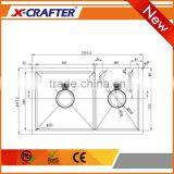 Without Faucet Double Bowl Design Practical Rectangular Stainless Steel Kitchen Sink thumbnail-2