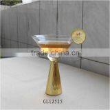 Mouth Blown Gold Color Heavy Stem Glass Cocktail Glasses thumbnail-5