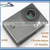 1.5inch LCD 1080p 60fps MOV170 Degree Helmetcamera