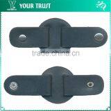 Rhodium Square Buckle Rhodium Stud Black Coat Leather Toggle Buttons thumbnail-4