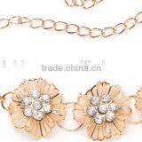 Korea Style Fashion All-match Ladies and Women Flower Decoration Rhinestone Metal Extra Long Big Size Slender Waist Chain thumbnail-2